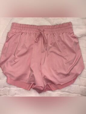 Women’s Pink Elastic-Waist Athletic Shorts with Drawstring